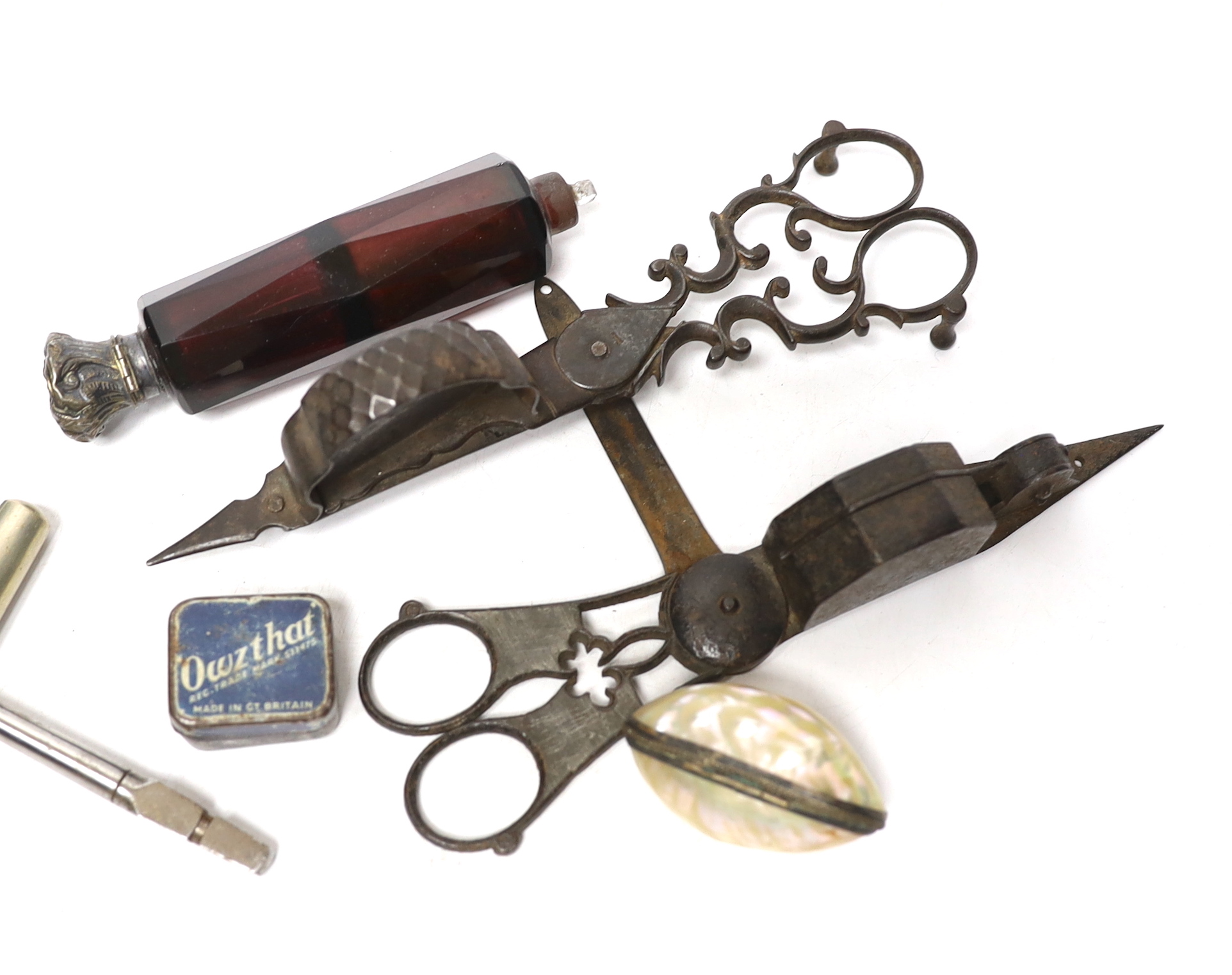 A quantity of mixed collectables including candle snuffers etc.